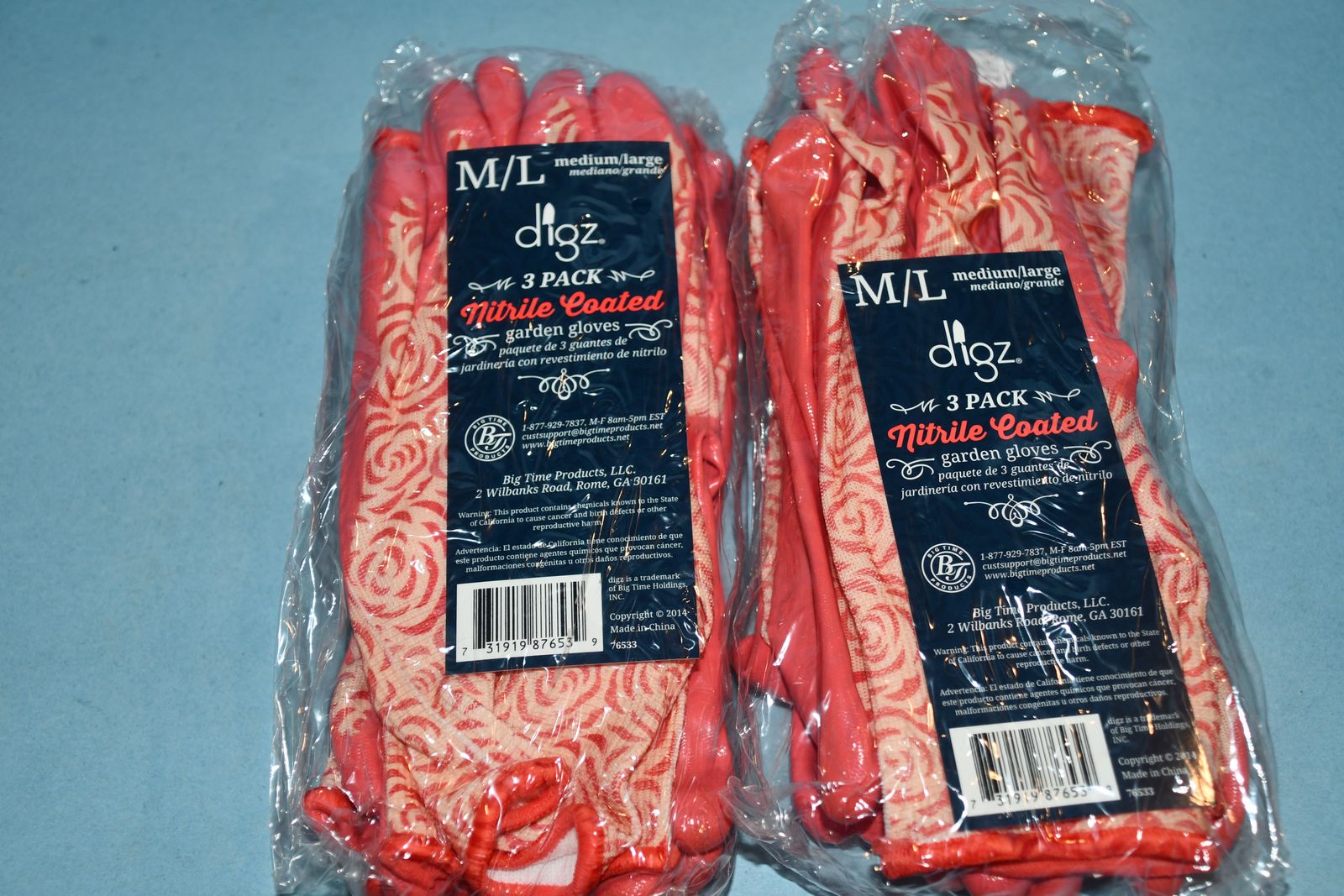 6 NEW PAIRS GARDENING GLOVES ~ SIZE M/L ~ ORANGE ~ FOWER PATTERN ~ ALL FOR $5