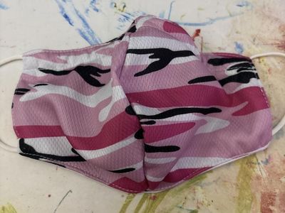 Pink Camouflage Reusable Cloth Adult Face Mask Adjustable Ear Loops