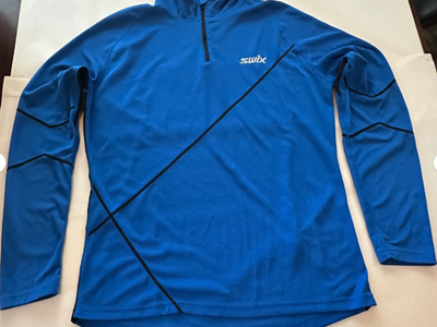 Swix Mens Blue 1/4 Zip Performance Pullover Jacket Size L Athletic Running