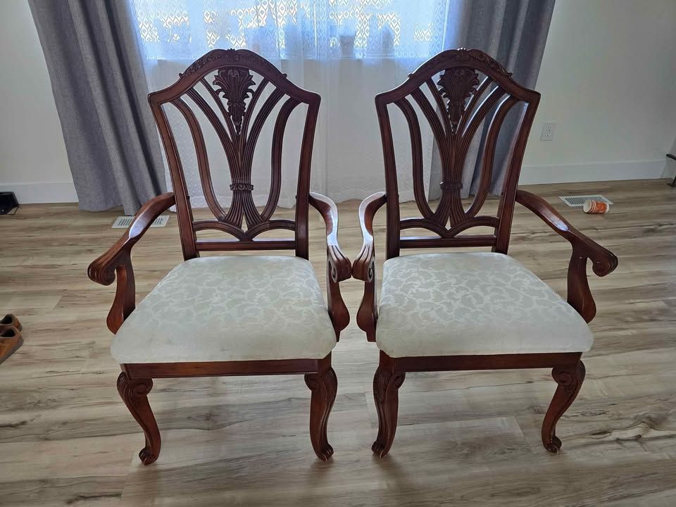 2 Solid Wood Dining Arm Chairs – Excellent Condition Price: $149