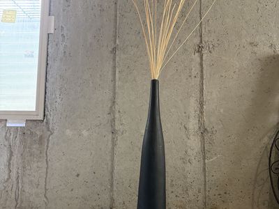 Tall Black Floor Vase with Dried Decorative Sticks 35”h