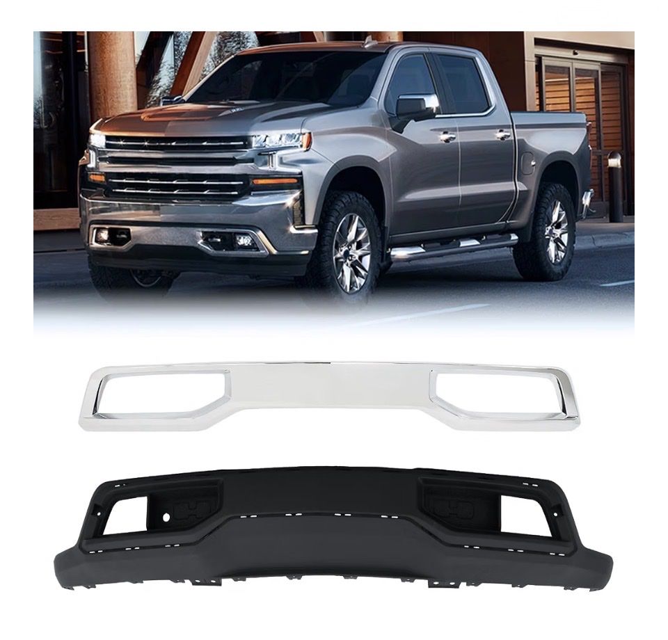 Front Lower Valance & Chrome Skid Plate W/Z71 Fit for Chevy Chevrolet Silverado 1500 2019-2021, Replacement for 84219073