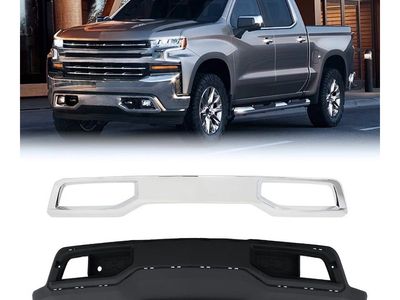 Front Lower Valance & Chrome Skid Plate W/Z71 Fit for Chevy Chevrolet Silverado 1500 2019-2021, Replacement for 84219073