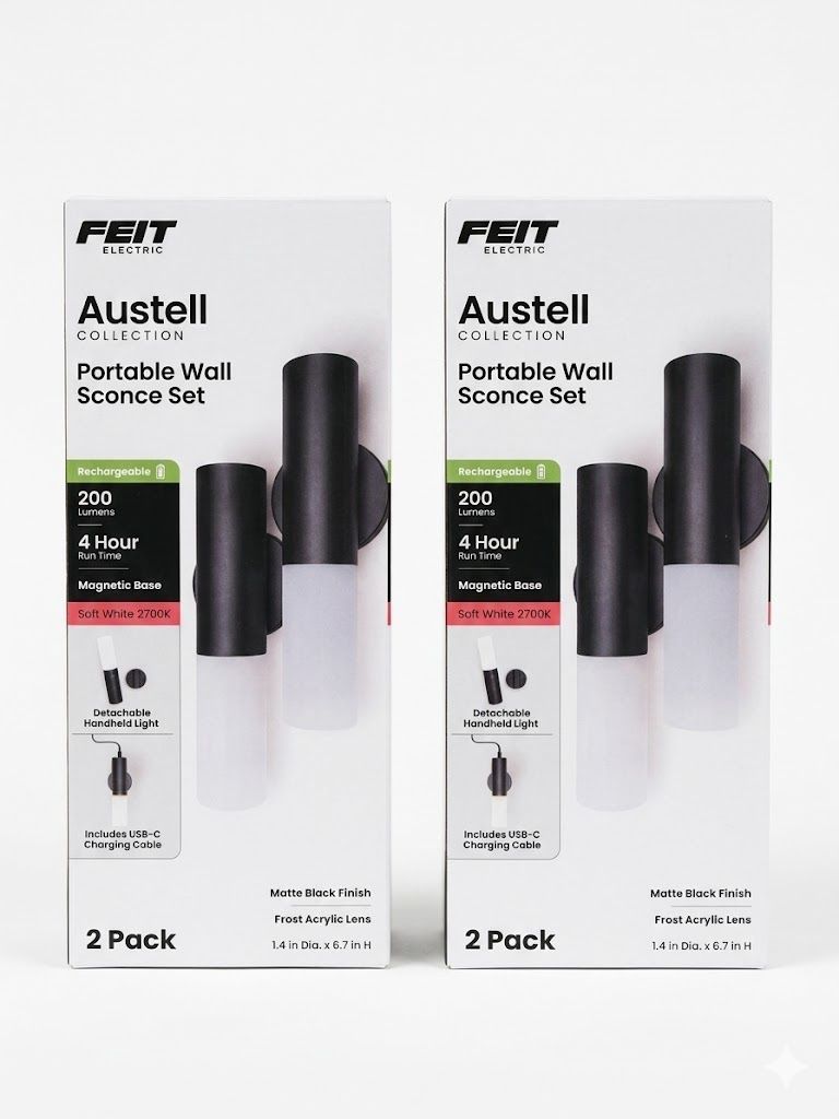 Portable Wall Sconce Light Set(2 Pack)