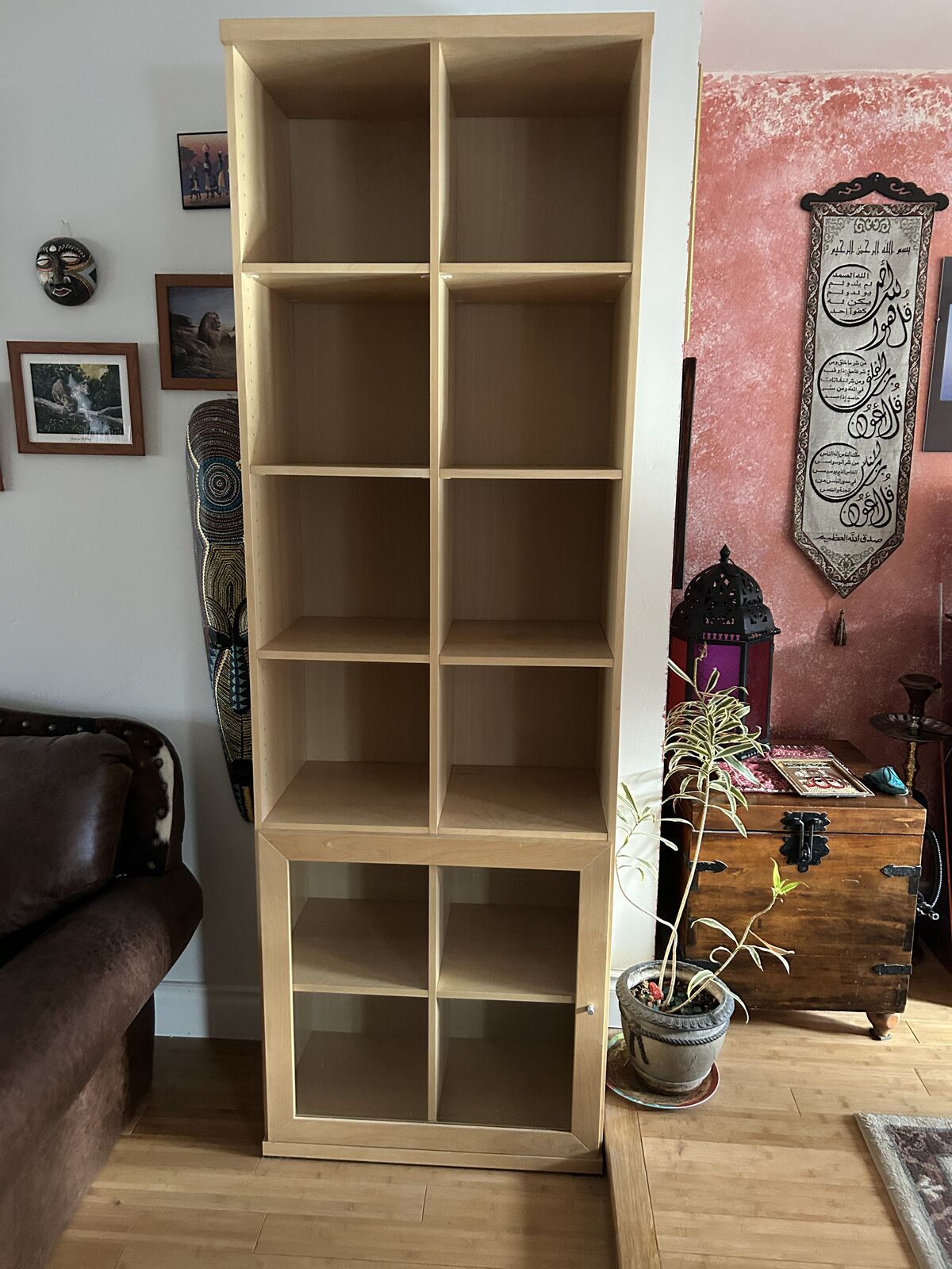Side by side bookcase w/glass door front Ikea
