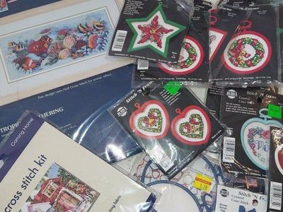 Large assortment of Counted Cross kits