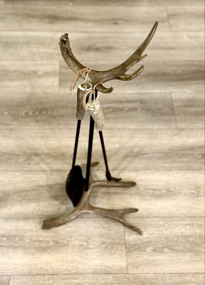 Deer Antler Western Themed Fireplace Tool Set