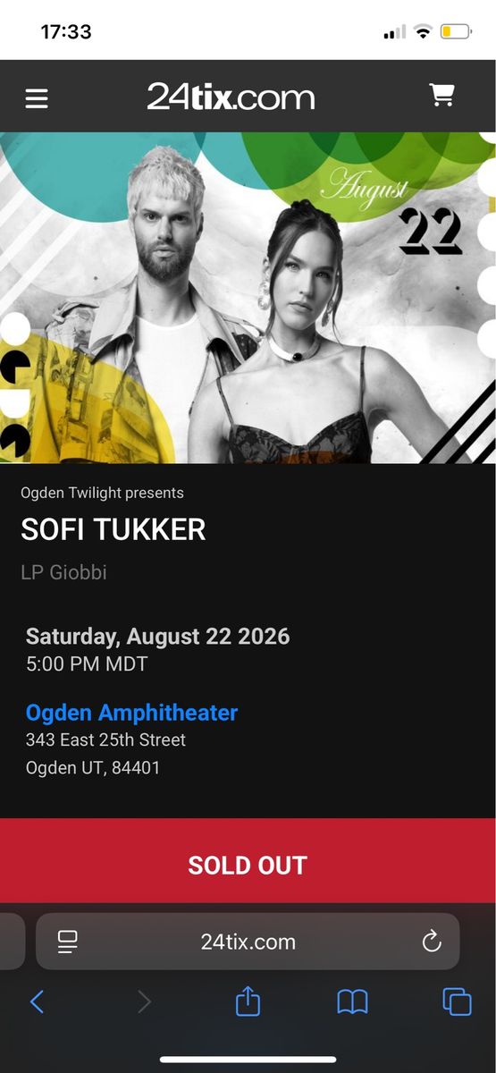 1 GA SOFI TUKKER with LP Giobbi at Ogden Amphitheater - August 22, 2026