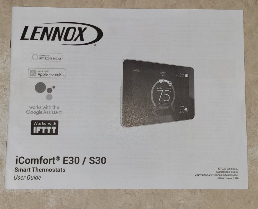 Lennox comfort E30/S30 Smart Thermostat