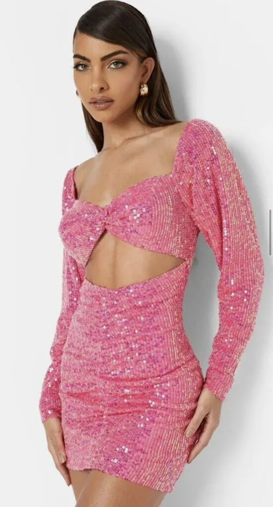 New Boohoo Pink Sequin Dress For Sale