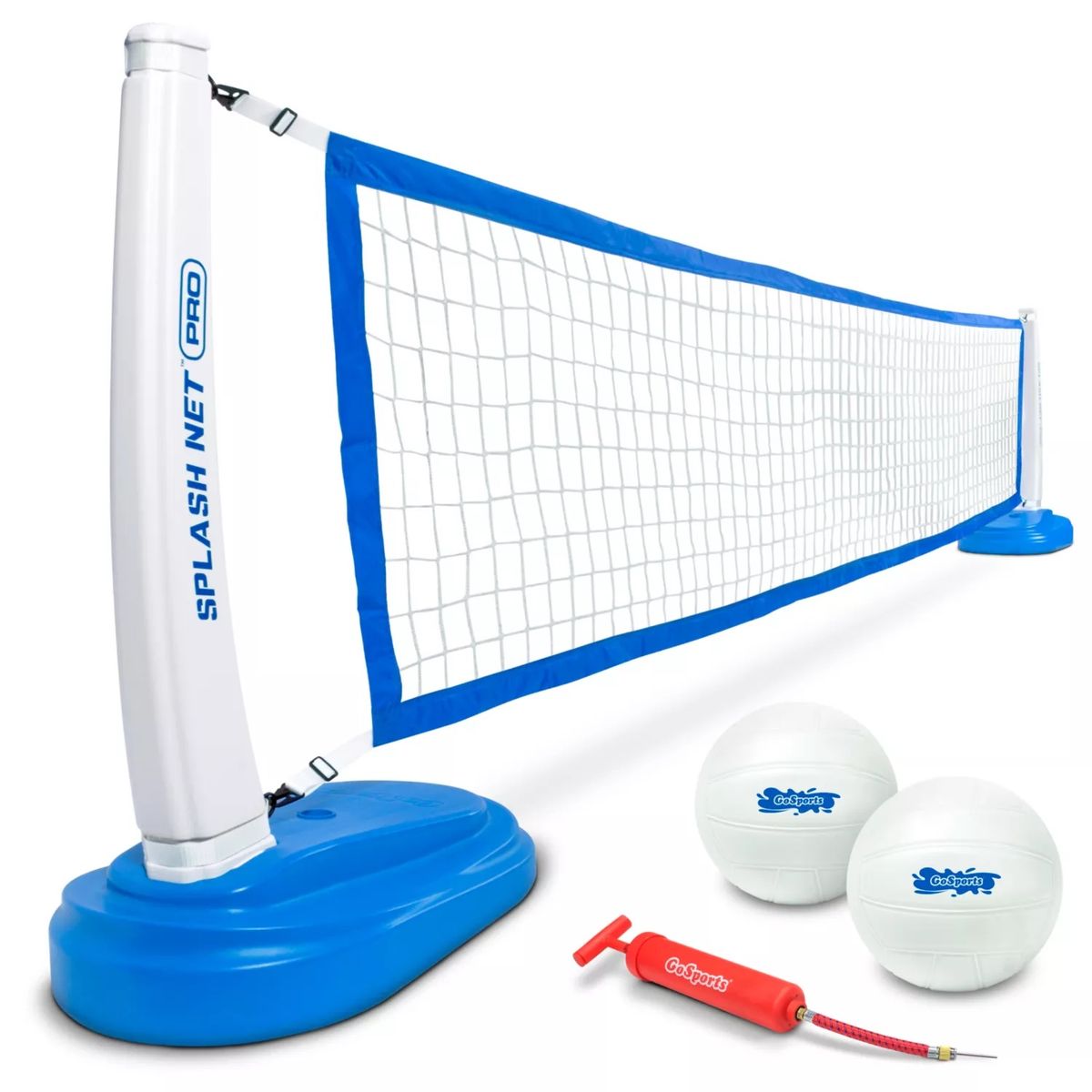 GoSports Splash Net PRO Pool Volleyball Set - Adjustable 15ft Net with Weighted Bases & 2 Balls