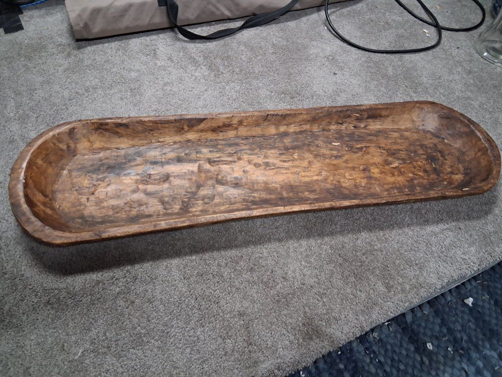 Castel Rustic Extra Long Natural Wooden Dough Bowl - Batea Style Decor Nice!