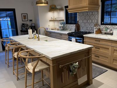 Natural Wood Wishbone Counter Stools - Set of 3