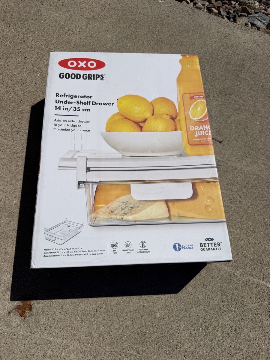 OXO Good Grips Refrigerator Under-Shelf Drawer - 14 in/35 cm, Space-Saving Storage