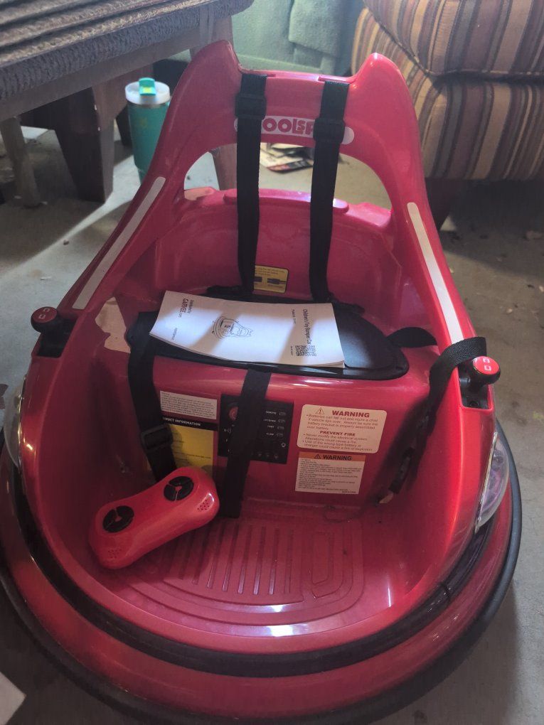 Koolspeed Bumper Car Ride-On Toy for Kids - Red & Purple with Remote Controls.