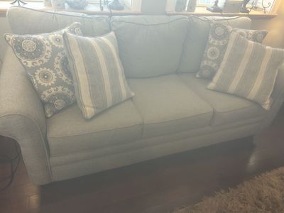 Stella Blue Fabric Sofa - 6 Years Old - Smoke & Pet-Free Home - Matching Chair Available
