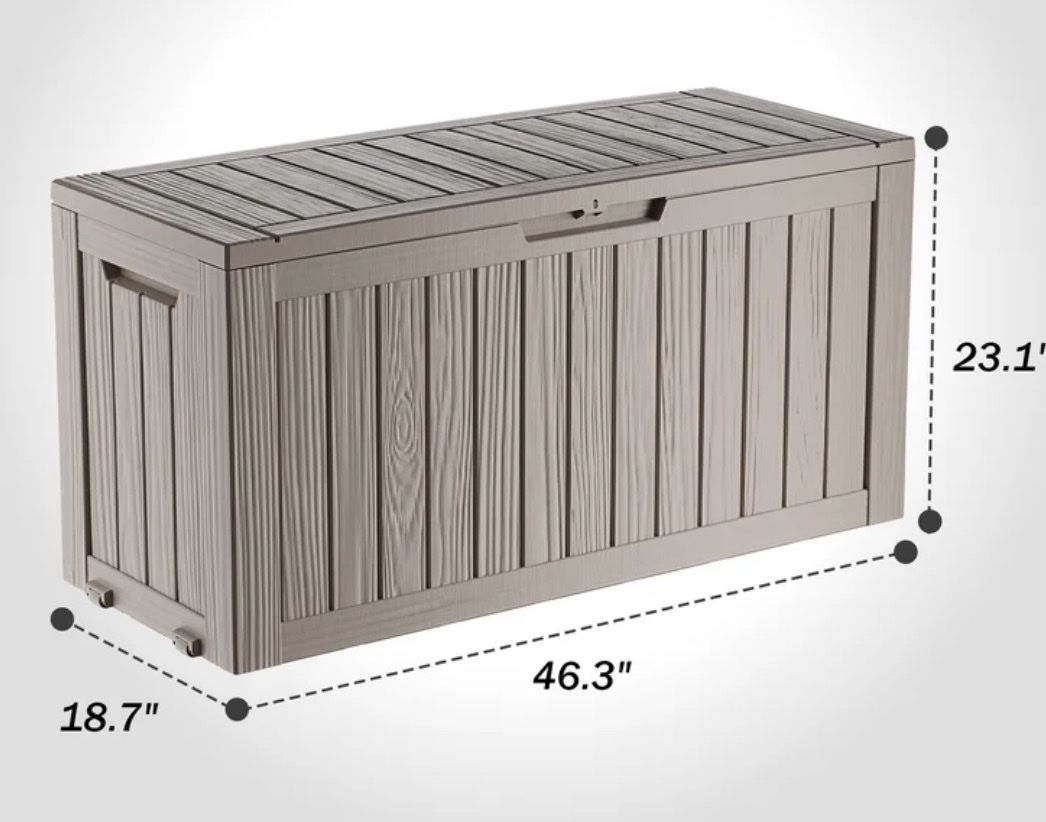 Outdoor Storage Deck Box Resin Wicker Patio Container 70 Gallon Brown
