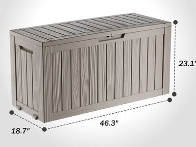Outdoor Storage Deck Box Resin Wicker Patio Container 70 Gallon Brown