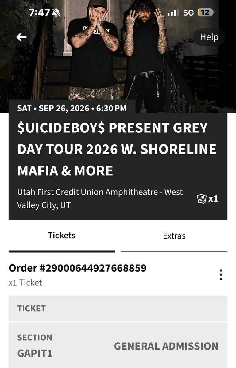 Suicide boy concert pit ticket 