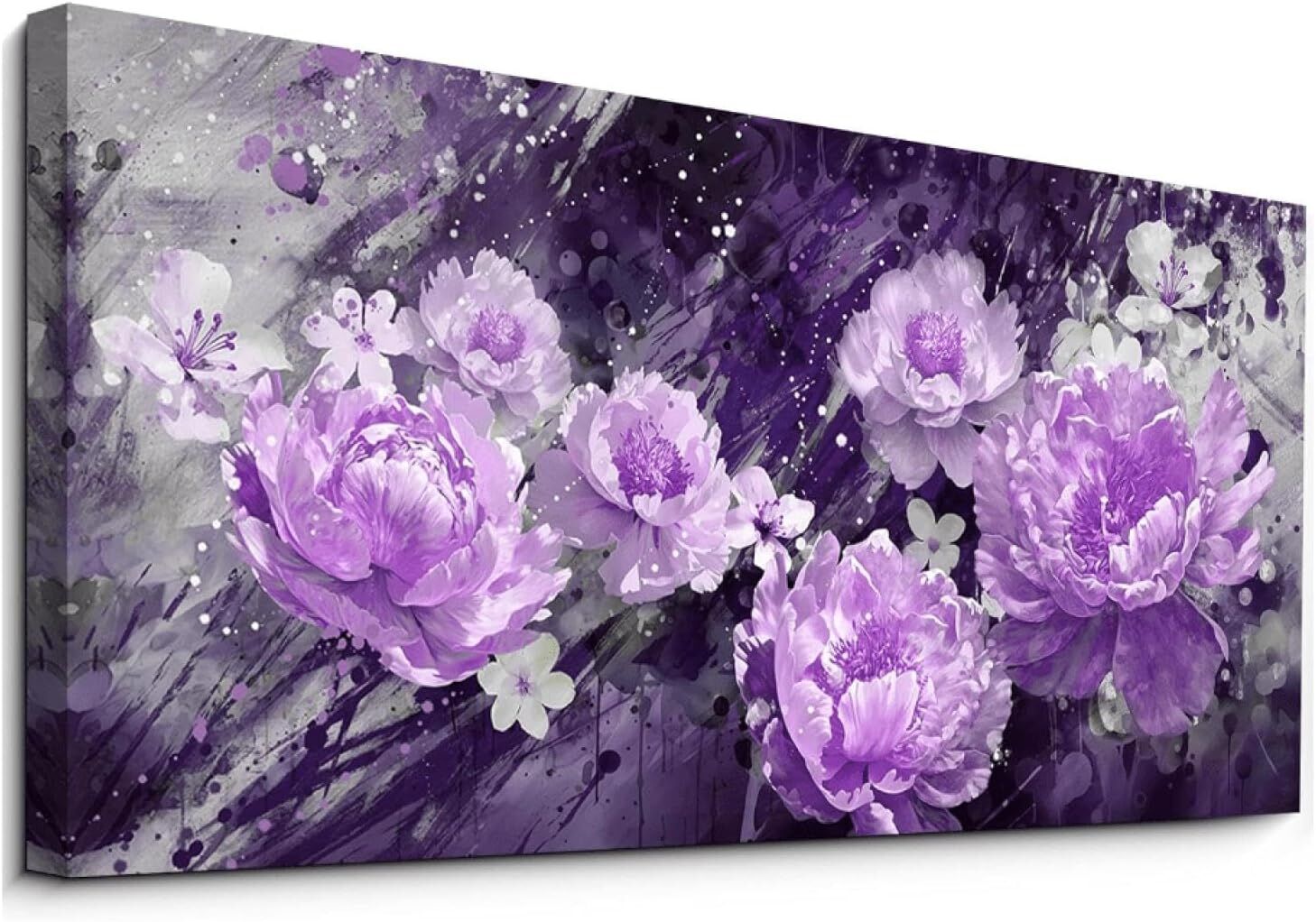 29" x 58" - Purple Flower Canvas Wrapped Fram Prints Artwork