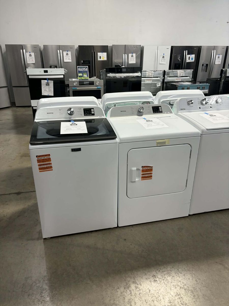 NEW MAYTAG WHITE TOP LOAD LAUNDRY SET