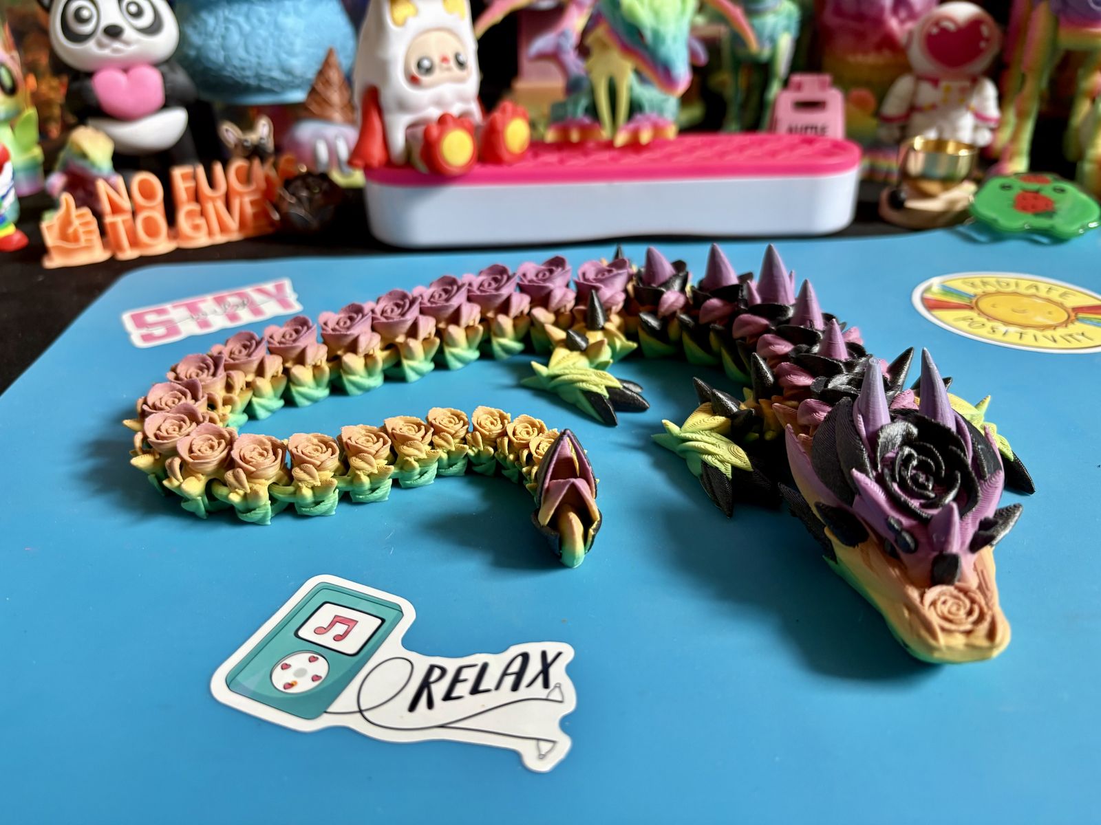 3D Printed Print Printing Rainbow Rose DRAGON ADHD AUTISM Fidget Fidgets Toy Toys Dragon