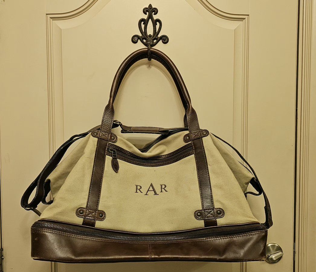 Duffle Bag  Canvas/ Leather 23"Lx14"Hx12"W