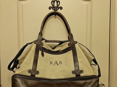 Duffle Bag Canvas/ Leather 23"Lx14"Hx12"W