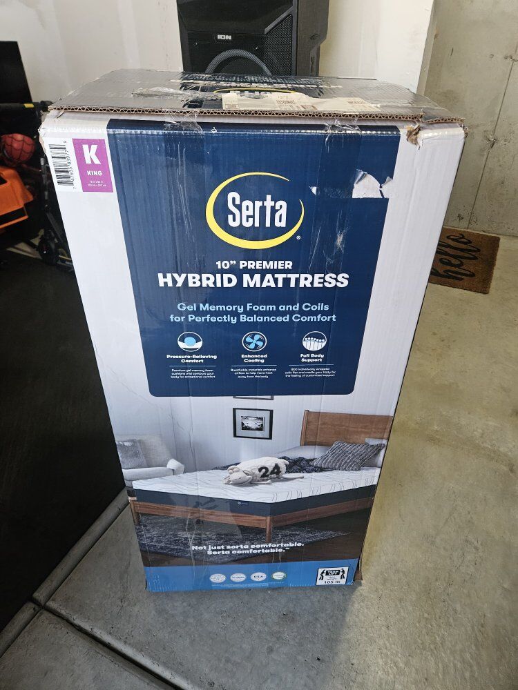 serta hybrid 10 premier king size new in box