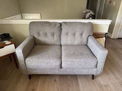 Mid Century Modern Brown Gray Couch and Loveseat