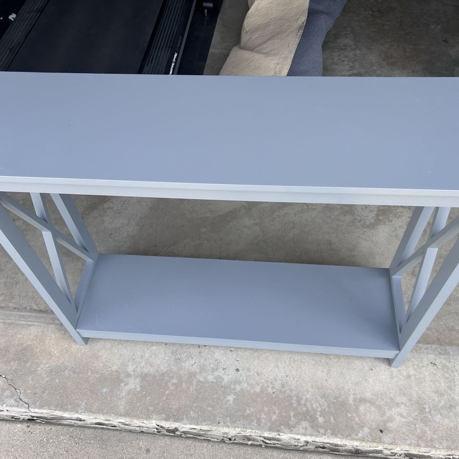 Gray Console Table with X-Design Sides