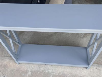 Gray Console Table with X-Design Sides