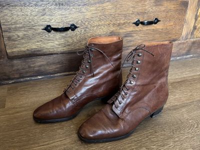 Italian Leather Brown Lace Up Victorian Style Boots Size 10 great for cosplay Emma M Lion Tea Party or everyday wear