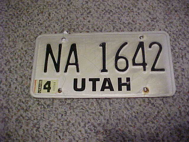 1986 single utah license plate...good shape