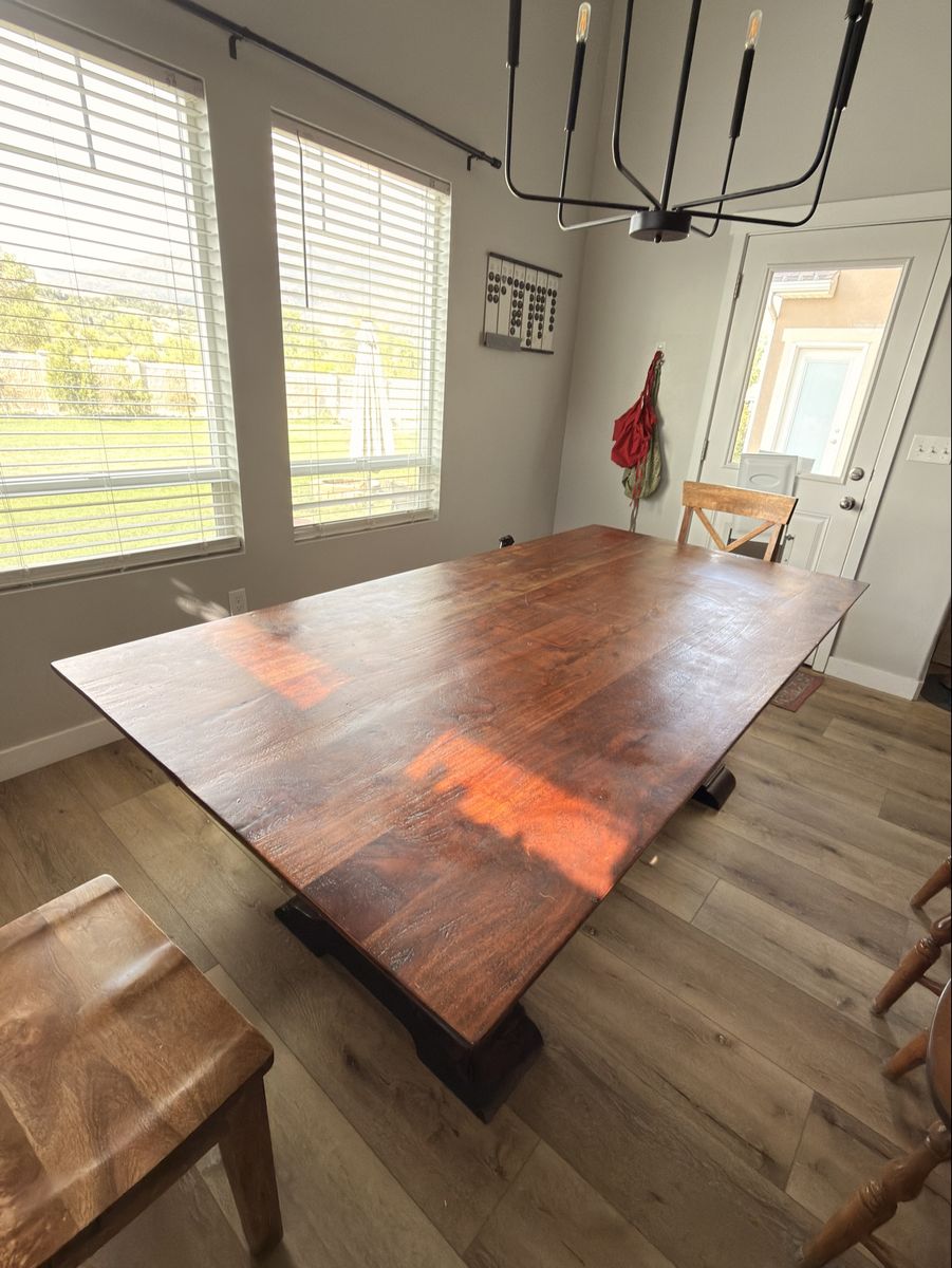 Mitch table, 2 chairs, and bench