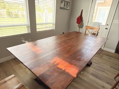 Mitch table, 2 chairs, and bench