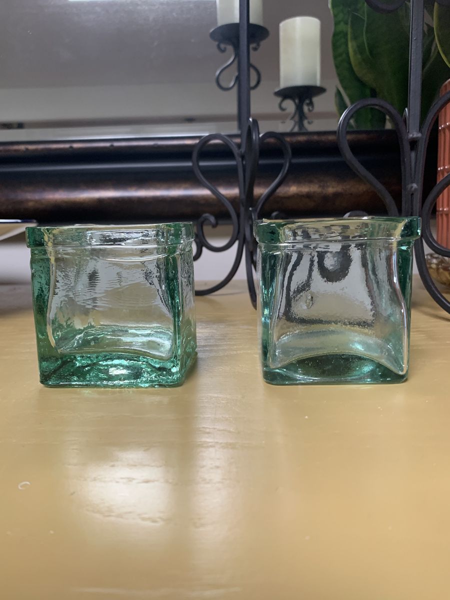 2 Recycled 3” Green Glass Jars