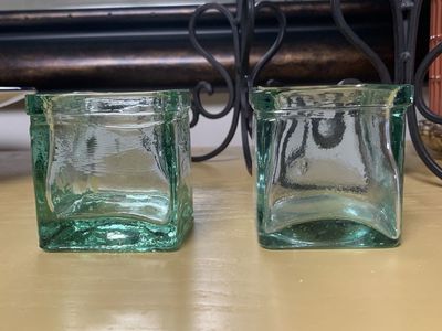 2 Recycled 3” Green Glass Jars