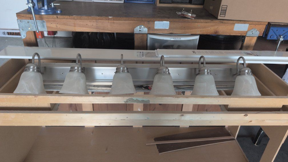Brushed Nickel 6-Light Vanity Light Fixture with Frosted Glass Shades