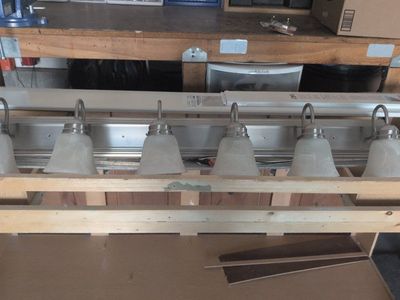 Brushed Nickel 6-Light Vanity Light Fixture with Frosted Glass Shades