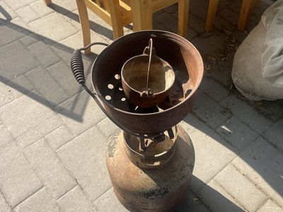 vintage gasoline- or kerosene-fueled plumber's furnace