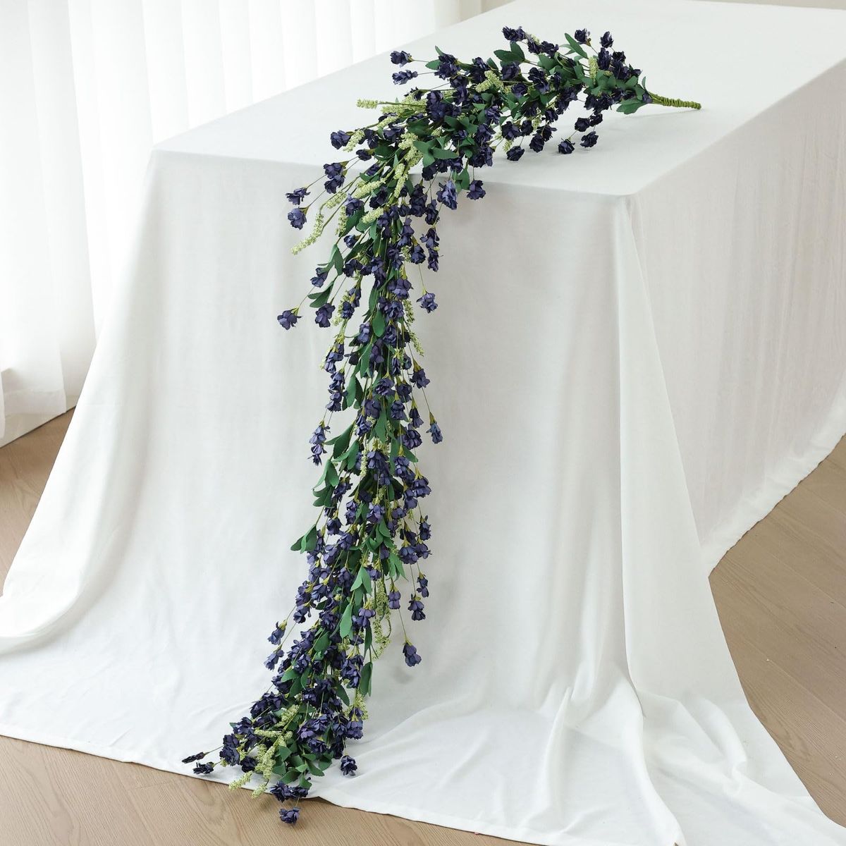 New! 2 for $25 Mizii Blue Artificial Flower Garland 6FT Fake Wildflower Floral Garland Hanging Vines Spring Summer Flowers Decor