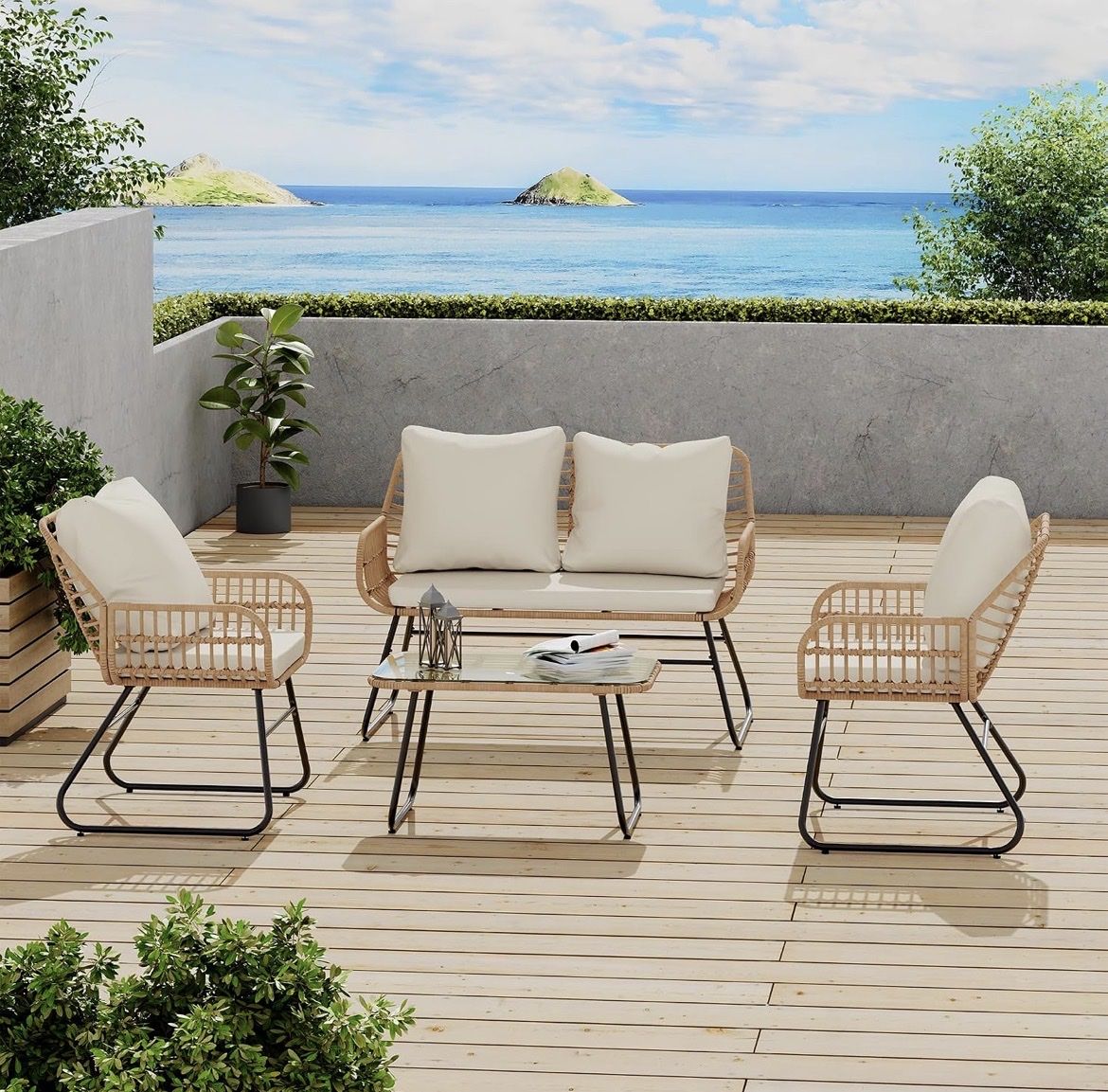 New Wicker Patio Set with Table