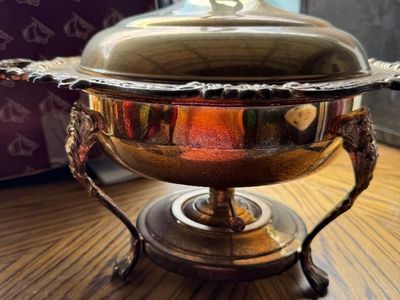 Vintage Silver Chafing Dish & Serving Platter - Elegant Buffet Server Set