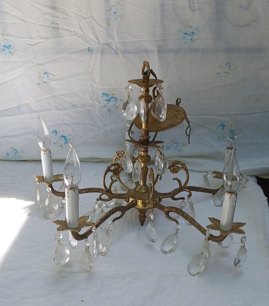 21" Brass and Prism Chandeliers