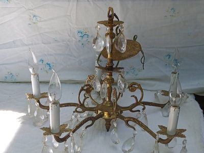 21" Brass and Prism Chandeliers