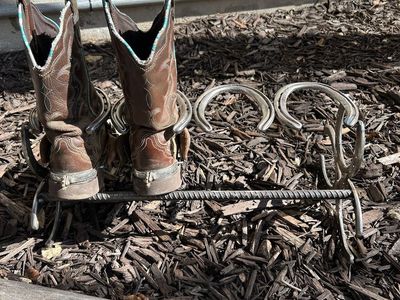 Horseshoe boot rack