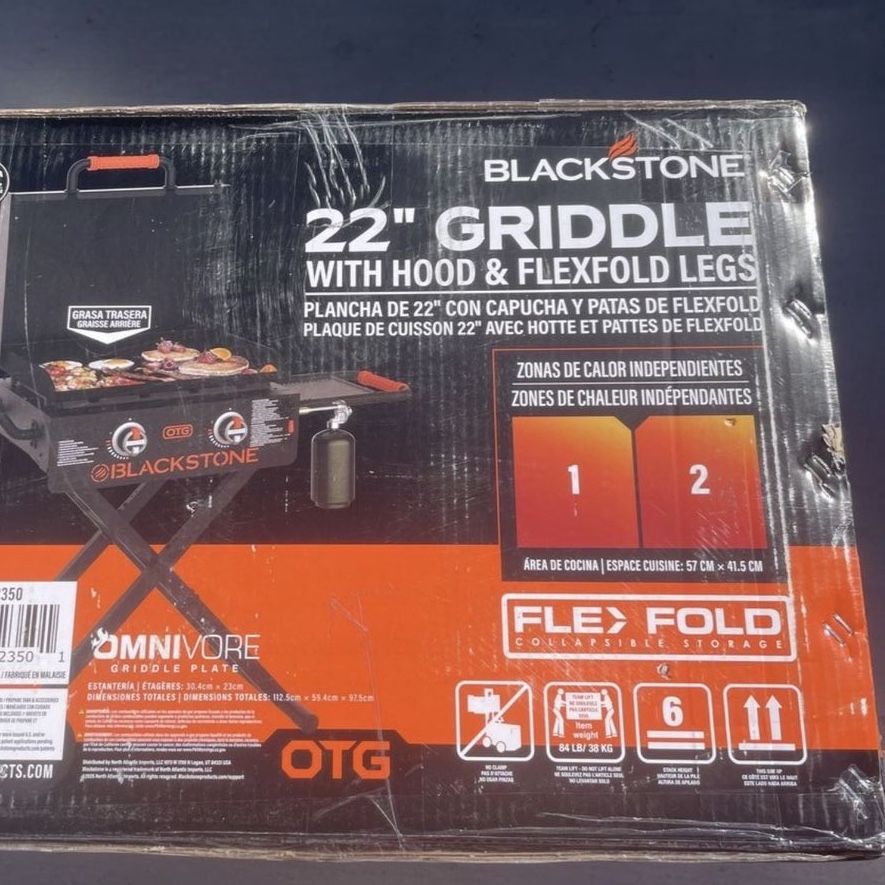 NEW Blackstone 22 Inch 2 Burner Grill with Flexfold Legs and Hood