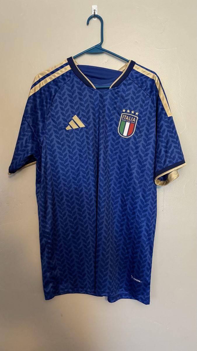 Adidas Italy FIGC Azzurra Soccer Jersey Blue Gold Size 2XL