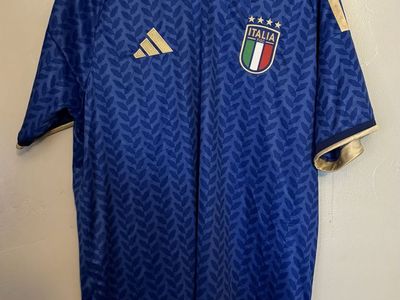 Adidas Italy FIGC Azzurra Soccer Jersey Blue Gold Size 2XL